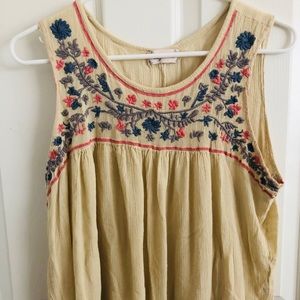 Tan Mesh Flower Loose Top